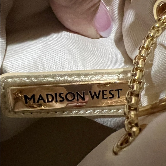 Madison West | Gold Rhinestone & Pearls Mini Tote w/Crossbody Strap - Picture 8 of 13